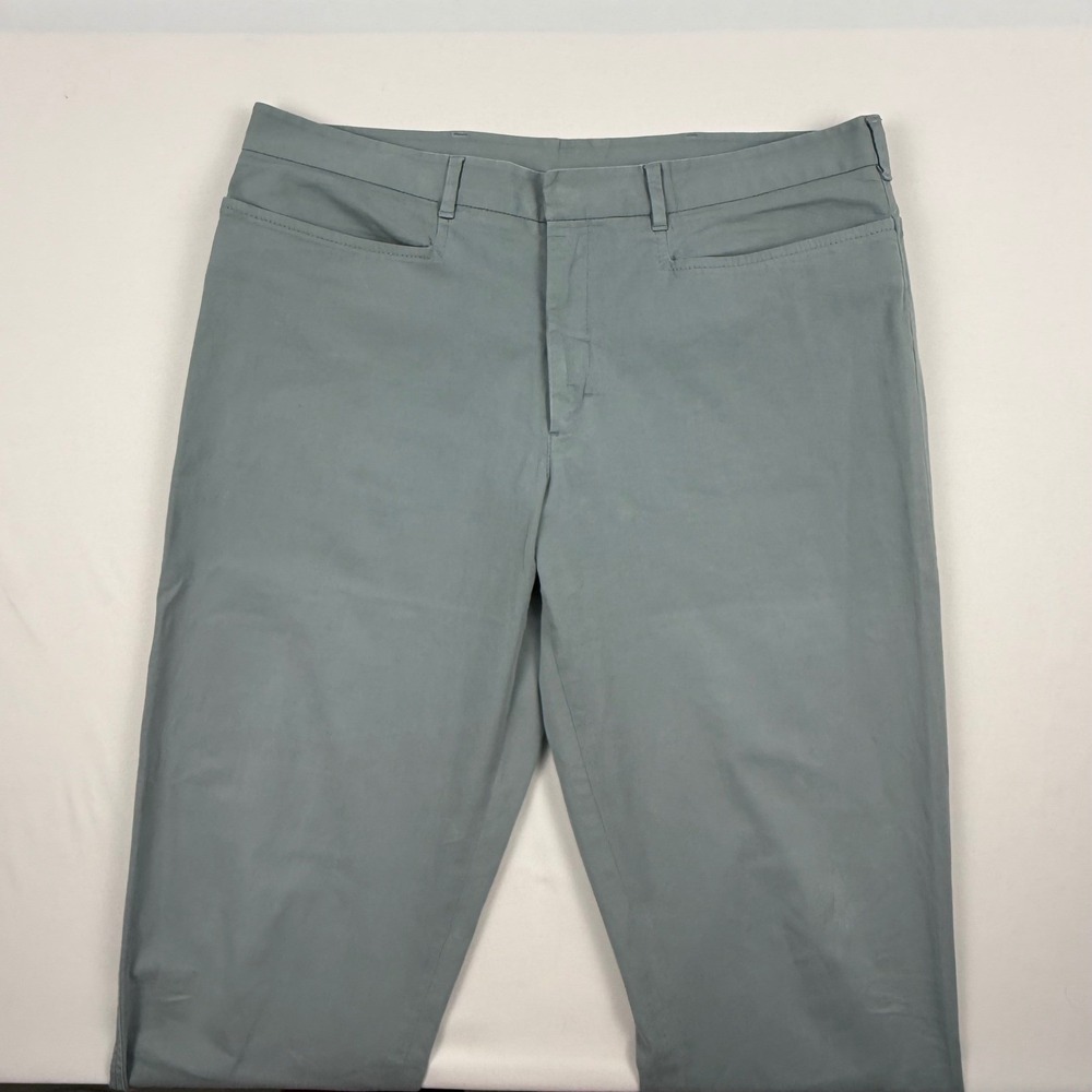 Prada Milano Men Blue Gray Cotton Blend Flat Front Trousers Made in Italy Sz 36